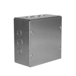 Caja Extra Grande 12″x12″x 4″/ Profundidad 4″/Entradas Laterales – Finales 2 Entradas de 1/2″- 3/4″, 2 Entradas de 3/4″ – 1″ y 2 Entradas de 1″- 1 1/4″ / Incluye tapa.