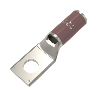 Zapata Terminal de Compresión BURNDY Cañón Corto para Tornillo de 3/8″ y Calibre 2 AWG.