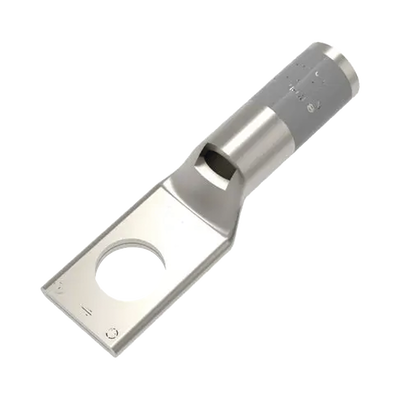 Zapata Terminal de Compresión BURNDY Cañón Corto para Tornillo de 3/8″ y Calibre 4 AWG.
