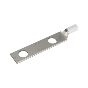 Zapata Terminal de Compresión de Barril Largo con Doble Ojillo para Tornillo 1/4″ y Cable 14-10 AWG / Espaciado de 5/8″.