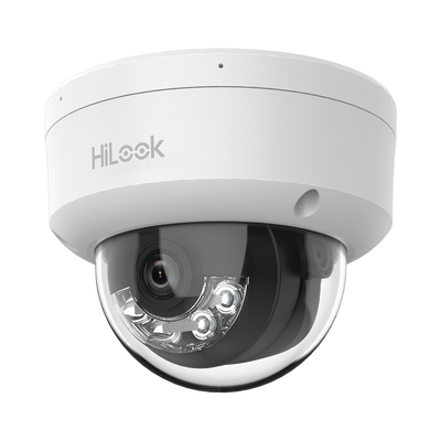 [Dual Light] Domo IP de 2 Megapixel (1080p) / Lente 2.8 mm / 20 mts IR + 15 mts Luz Blanca / Micrófono Integrado / ACUSENSE Lite / Uso en interior / PoE / dWDR / H.265+ / ONVIF