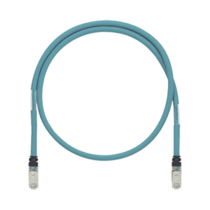 Patch Cord Cat6A de Grado Industrial 600V, Blindado SF/UTP, Calibre 26 AWG, Color Aqua, 60 cm (23.62 pulgadas).
