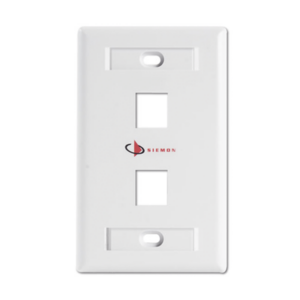 Placa de Pared Keystone de 2 Salidas, Color Blanco, para Jacks Keystone Z-MAX y MAX