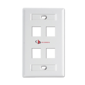 Placa de Pared Keystone de 4 Salidas, Color Blanco, para Jacks Keystone Z-MAX y MAX