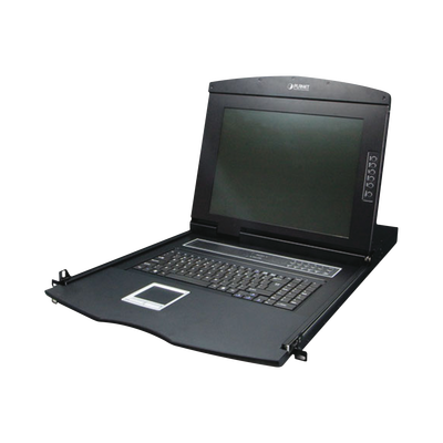Switch KVM con Monitor de 17″con Teclado y Trackpad para Rack de 1U de Cuatro Postes, 8 Puertos VGA Para Acceder y Controlar Hasta 8 Computadoras Desde una Sola Consola