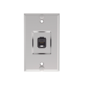 Placa de Pared Telefónica, Salida de 1 Puerto Keystone, con Jack Cat6 Estilo 110 de Impacto, de Acero Inoxidable