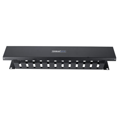Organizador de Cables Horizontal de 2U para Rack de 19″ con Cubierta Metálica