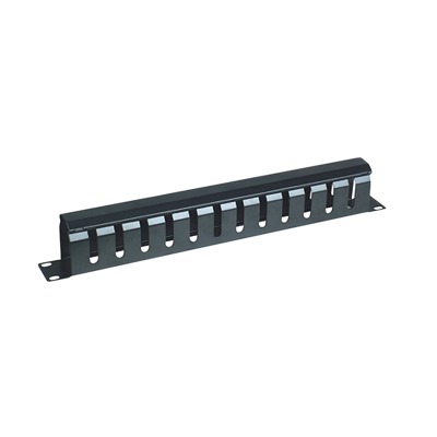 Organizador de Cables Horizontal de 1U para Rack de 19″ con Cubierta Metálica