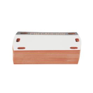 Etiqueta Autolaminada para Identificación de Fibra Óptica Paquete de 25 Piezas, Para Uso Interior/Exterior, Dimensiones de 90 x 50 mm (3.54 x 1.97 Pulgadas), Color Negro con Naranja