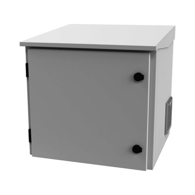 Gabinete de Exterior con Rack de 19″ de 9UR con Ventiladores y Termostato, Se envía el Gabinete armado, (Montaje a poste o torre se vende por separado).