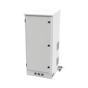 Gabinete de Piso para Exterior con Ventiladores y Termostato con Rack de 19″ de 16 U + Espacio para Baterías, Se envía el Gabinete Armado.