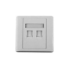 Tapa de pared, salida para dos puertos, con espacio para etiqueta – Blanco
