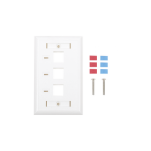 Placa de Pared, de 3 Puertos, Keystone, con Espacio para Etiqueta – Color Blanco