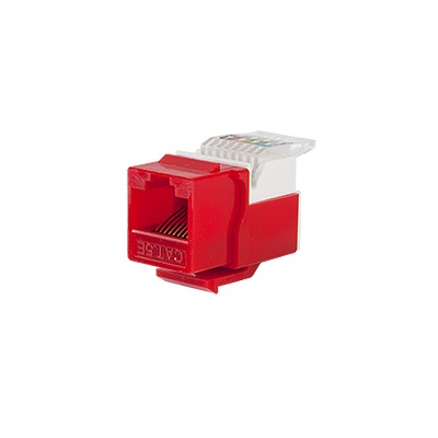 Módulo Jack Keystone Cat5e sin Herramienta (toolless) para faceplate – Color Rojo