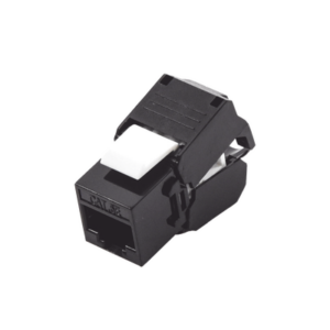 Módulo Jack Keystone Cat5e (Toolless), con Terminación en Ángulo 180 – Color Negro, Compatible con Faceplate y Patchpanel Linkedpro