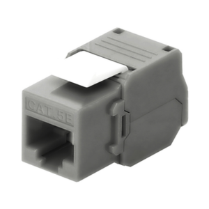 Módulo Jack Keystone Cat5e (Toolless), con Terminación en Ángulo 180 – Color Gris, Compatible con Faceplate y Patchpanel Linkedpro