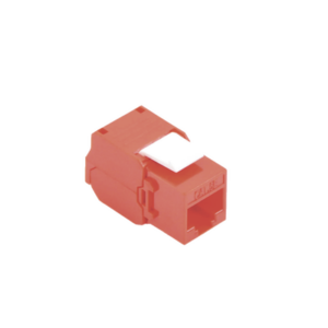 Módulo Jack Keystone Cat5e (Toolless), con Terminación en Ángulo 180 – Color Rojo, Compatible con Faceplate y Patchpanel Linkedpro