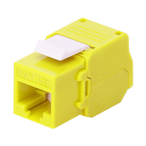 Módulo Jack Keystone Cat5e (Toolless), con Terminación en Ángulo 180 – Color Amarillo, Compatible con Faceplate y Patchpanel Linkedpro