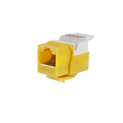 Módulo Jack Keystone Cat5e sin Herramienta (toolless) para faceplate – Color Amarillo