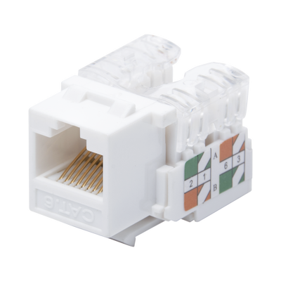 Módulo Jack Keystone Cat6 con Terminación 110 (Punchdown) para Faceplate – Color Blanco