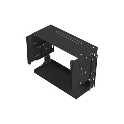 Rack Abierto de montaje en Pared, de 19in, 5 Unidades de rack, Profundidad Ajustable (8″ a 12″) con Charola de Uso Múltiple.