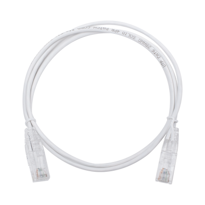 Cable de Parcheo Slim UTP Cat6 – 1 Metro (3.28 Pies), Blanco, Diámetro Reducido (28 AWG)