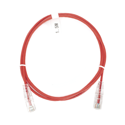 Cable de Parcheo Slim UTP Cat6 – 1.5 Metros (4.92 Pies) Rojo Diámetro Reducido (28 AWG)