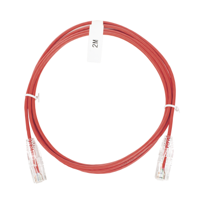 Cable de Parcheo Slim UTP Cat6 – 2 Metros (6.56 Pies) Rojo Diámetro Reducido (28 AWG)