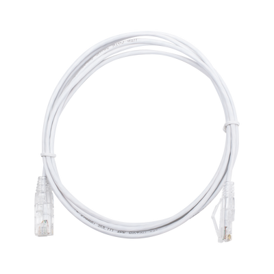 Cable de Parcheo Slim UTP Cat6 – 2 Metros (6.56 Pies) Blanco Diámetro Reducido (28 AWG)