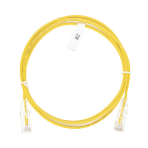 Cable de Parcheo Slim UTP Cat6 – 2 Metros (6.56 Pies) Amarillo Diámetro Reducido (28 AWG)