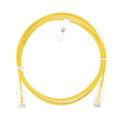 Cable de Parcheo Slim UTP Cat6 – 2 Metros (6.56 Pies) Amarillo Diámetro Reducido (28 AWG)