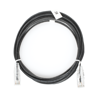 Cable de Parcheo Slim UTP Cat6 – 3 Metros (9.84 Pies) Negro Diámetro Reducido (28 AWG)