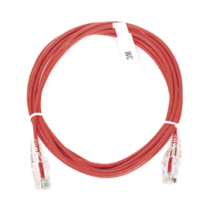 Cable de Parcheo Slim UTP Cat6 – 3 Metros (9.84 Pies) Rojo Diámetro Reducido (28 AWG)