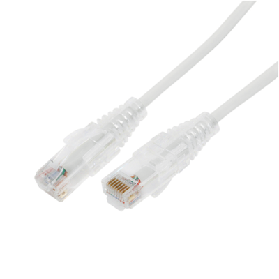Cable de Parcheo Slim UTP Cat6A – 1 Metro (3.28 Pies) Blanco, Diámetro Reducido (28 AWG)