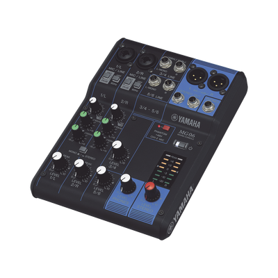 Mezcladora de Audio | 6 Canales | 2 entradas de micro/6 de línea (2 mono + 2 estéreo) | Alimentación Phantom