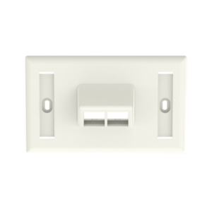 Placa de Pared Horizontal, Salida Para 2 Puertos Keystone, Con Espacios Para Etiquetas, Color Blanco Mate