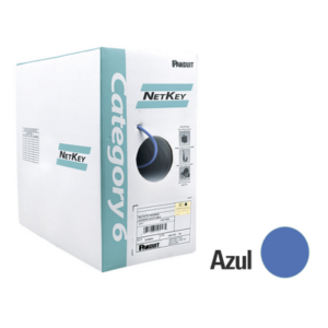 Bobina de Cable UTP 305 Metros (1000 Pies) de Cobre, NetKey, Azul, Categoría 6 (24 AWG), 1000Mbps, Riser (CMR), de 4 Pares