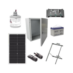 Kit Solar de 12 Vcc para alimentar energizador de cerca electrificada. Instalación de panel en poste.