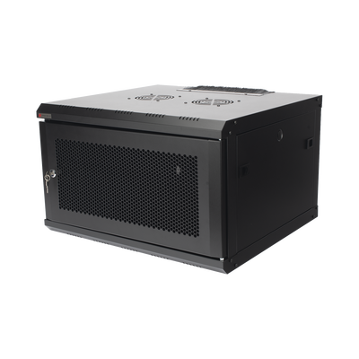 Gabinete de Pared PRECISION 19 in 6UR (455mm) – Puerta Perforada Incluye: 2 Ventiladores y Panel Cepillo