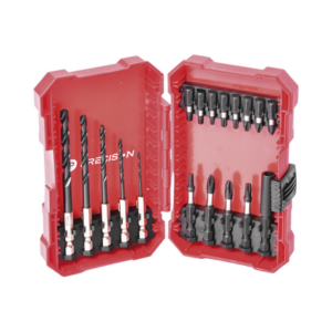 Juego de 18 Puntas y Brocas para Taladro, con Entrada Hexagonal de 1/4″, Incluye Estuche.