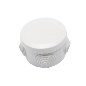 Caja Derivación-Conexión de Plástico Circular con 4 Glándulas de Goma (70 diámetro X 48 alto mm). Para Instalaciones Comerciales, Residenciales e Industriales. Cerrado a Presión.