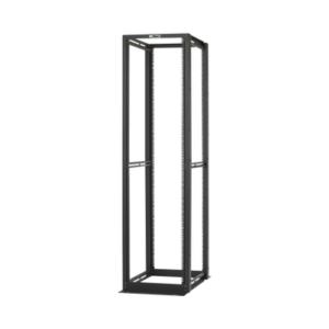 Rack de Cuatro Postes Estándar de 19″, Rieles Numerados y Roscados #12-24, Profundidad Máxima de 30 in, 45 Unidades de Rack, Color Negro