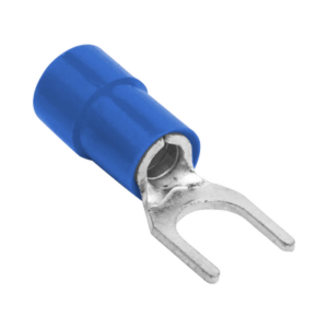 Terminal tipo horquilla ( espada ) aislada / 18 – 14 AWG / Azúl / Paquete de 25 piezas.