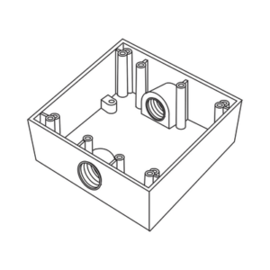 Caja Cuadra de 3/4″ a Prueba de Intemperie/ Cuenta con 2 salidas.