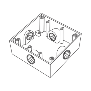 Caja Cuadrada de 3/4″ (19.05 mm) a Prueba de Intemperie/ Cuenta con 4 bocas.