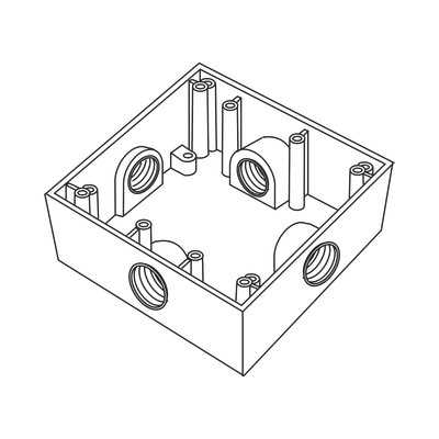 Caja Cuadrada de 3/4″ (19.05 mm) a Prueba de Intemperie/ Cuenta con 4 bocas.