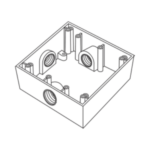 Caja Cuadrada de 3/4″ (19.05 mm) a Prueba de Intemperie/ Cuenta con 3 bocas.
