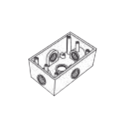 Caja Condulet FS de 3/4″ (19.05 mm ) con cinco bocas a prueba de intemperie.