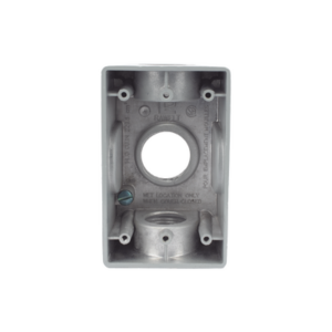 Caja Condulet FS de 1″ (25.4 mm ) con tres bocas una arriba y una atrás a prueba de intemperie.