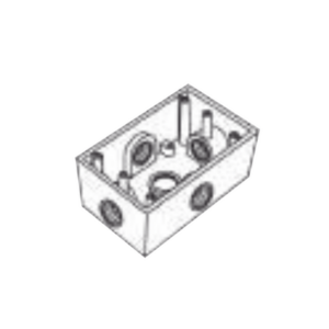 Caja Condulet FS de 1″ (25.4 mm) con cinco bocas a prueba de intemperie.